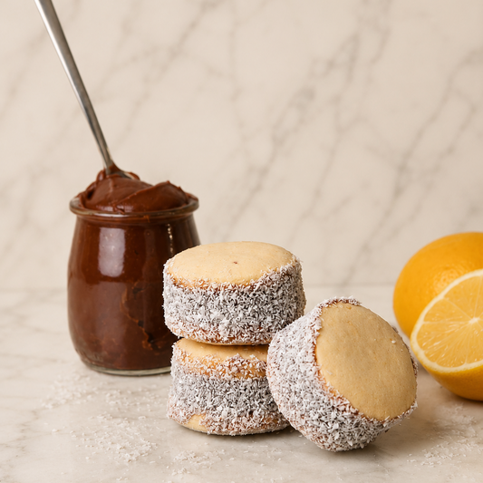 Alfajor artesanal de maicena con dulce de leche elaborado por Renú